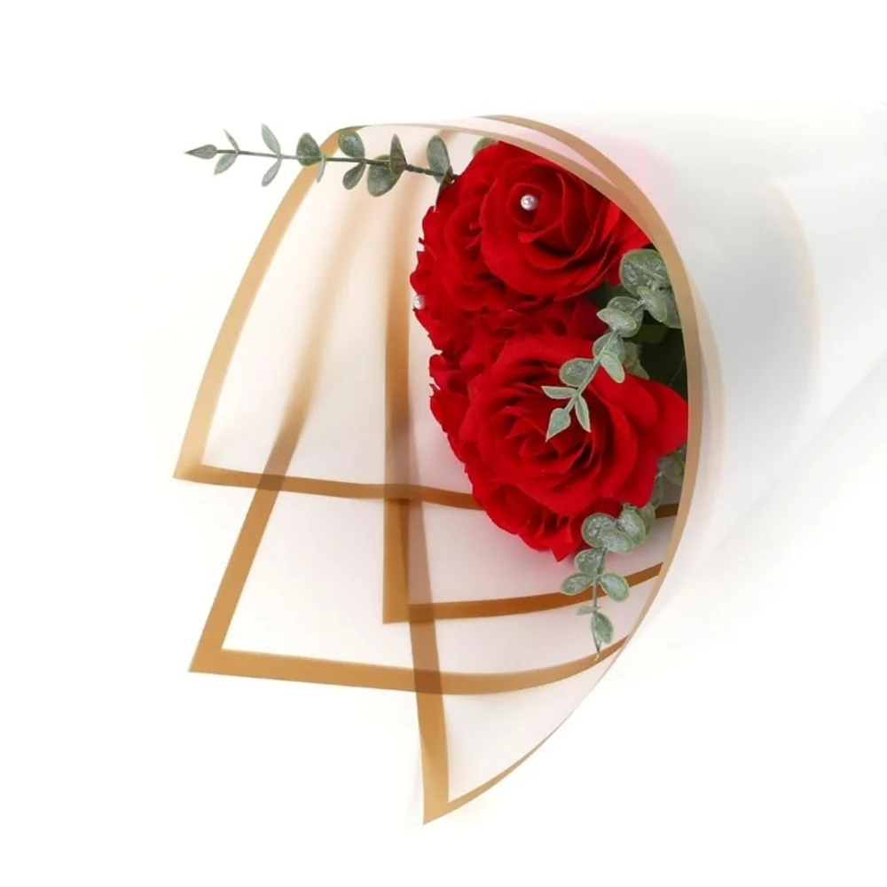 🍎 20 Sheets Bouquet Wrapping Paper DIY Waterproof Gift Wrap Crafts Gold Trim